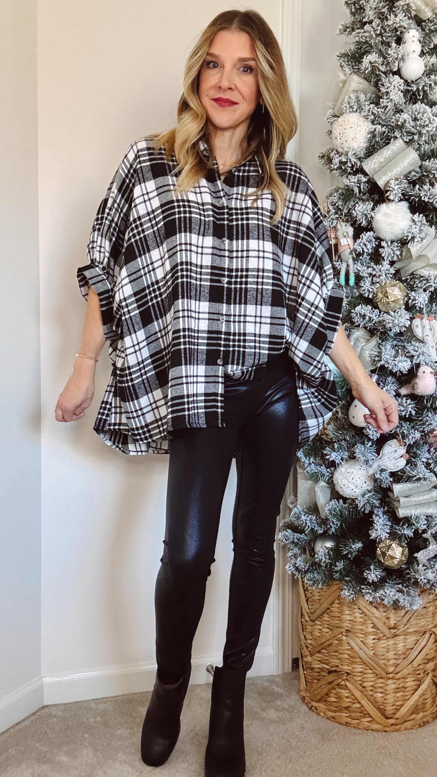 Black and White Plaid Oversized Shirt