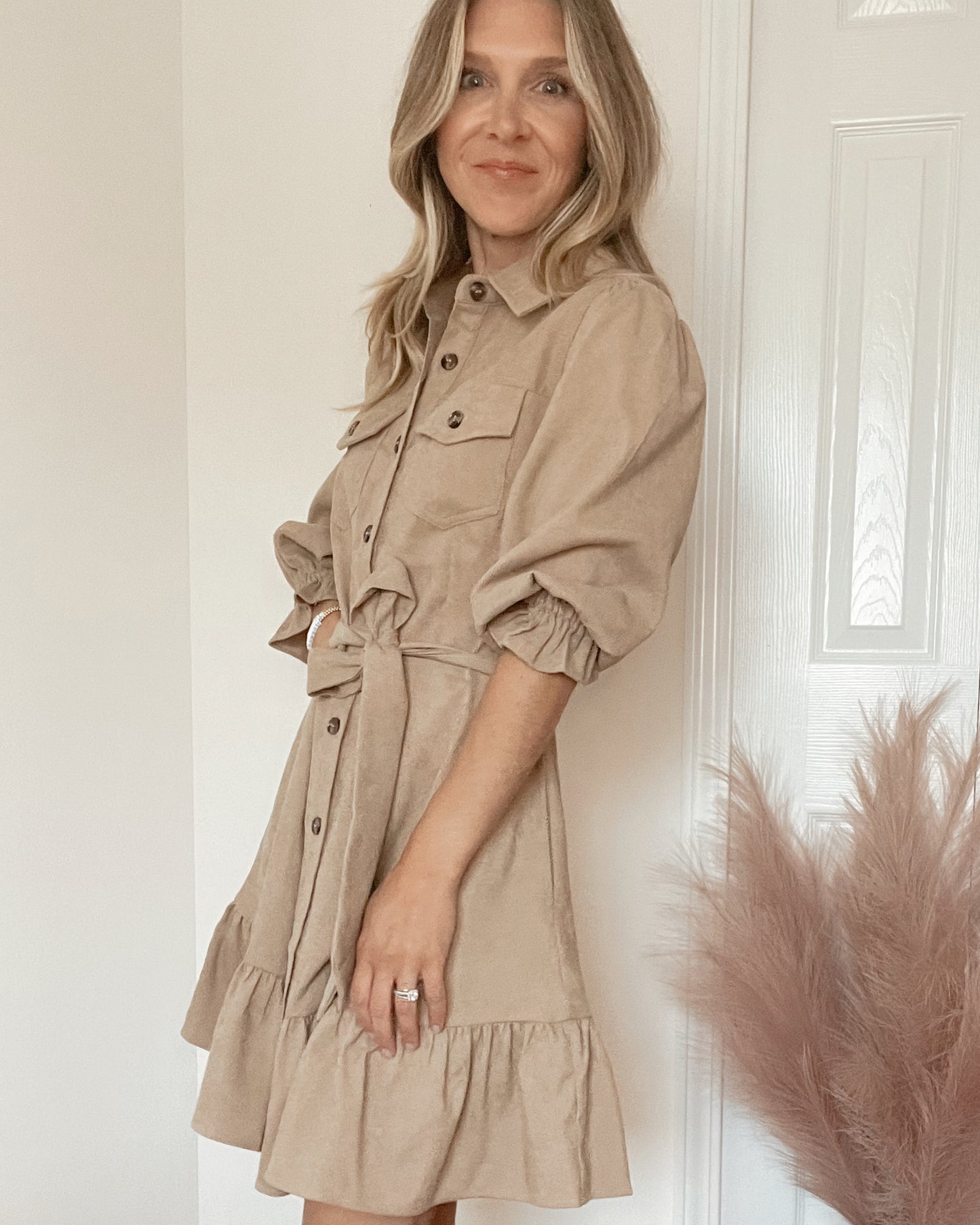 Corduroy Belted Dress