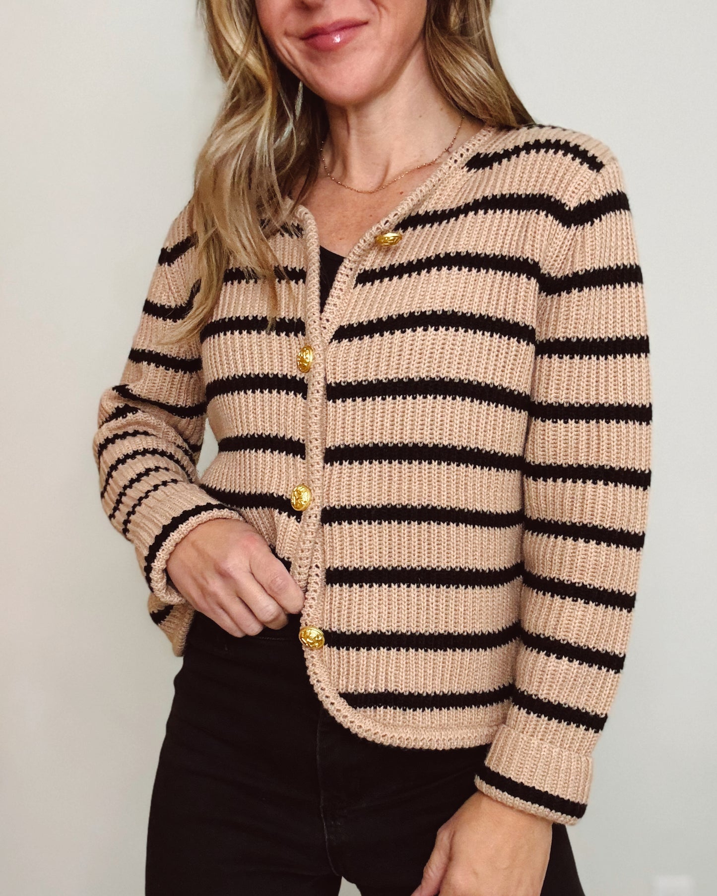 Striped Corded Cardigan