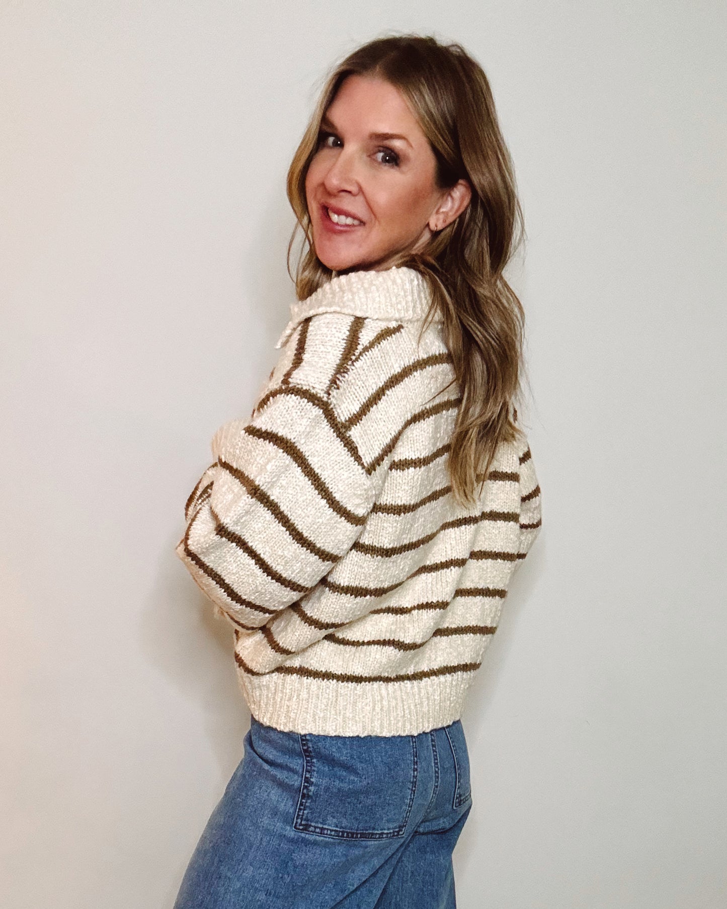 Collared Striped Cardigan