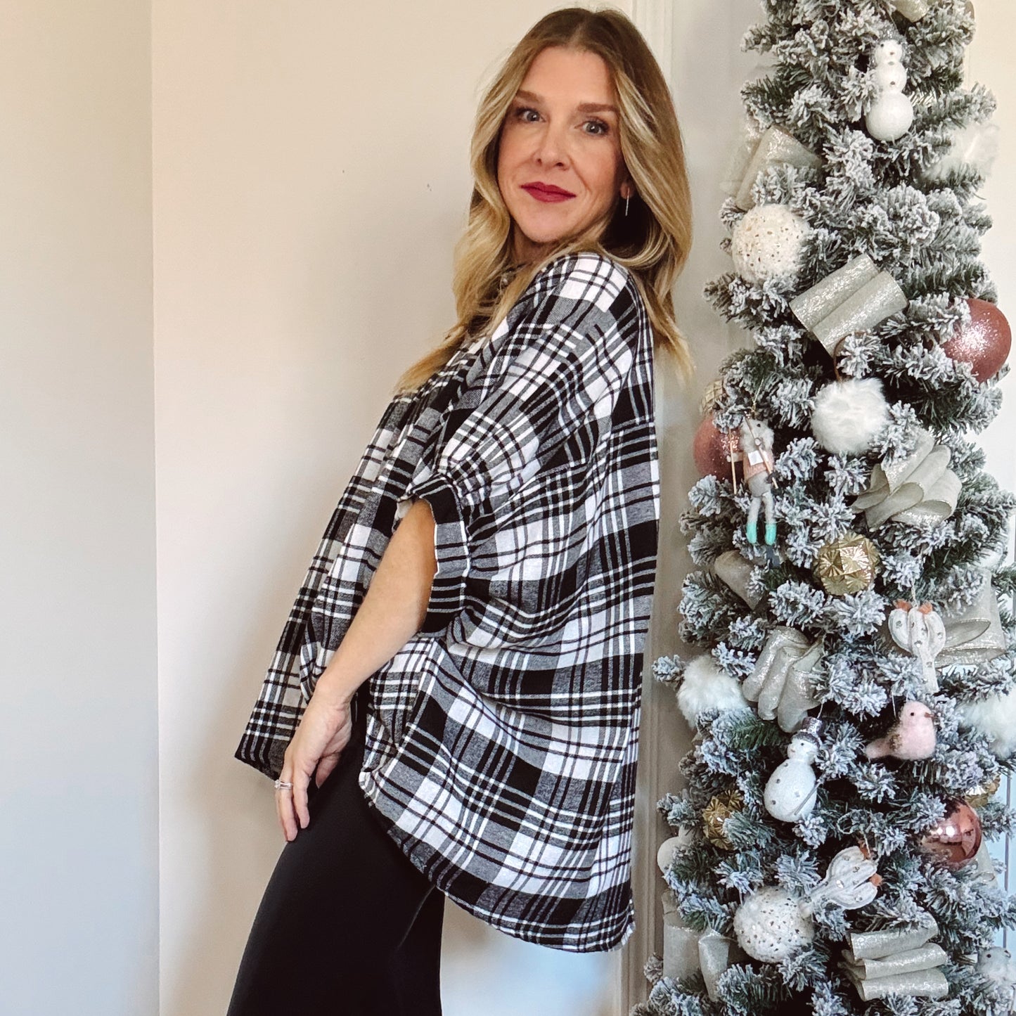 Black and White Plaid Oversized Shirt