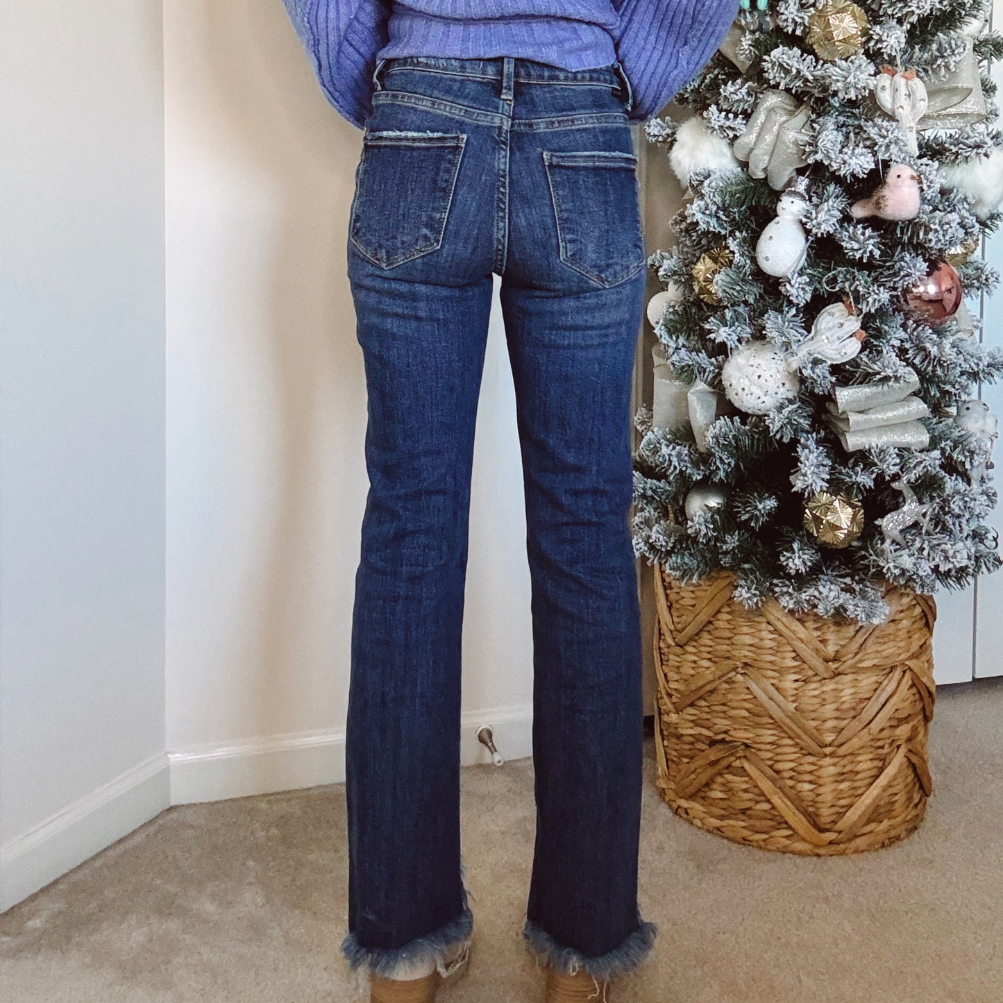 Risen Frayed Hem Bootcut Jeans