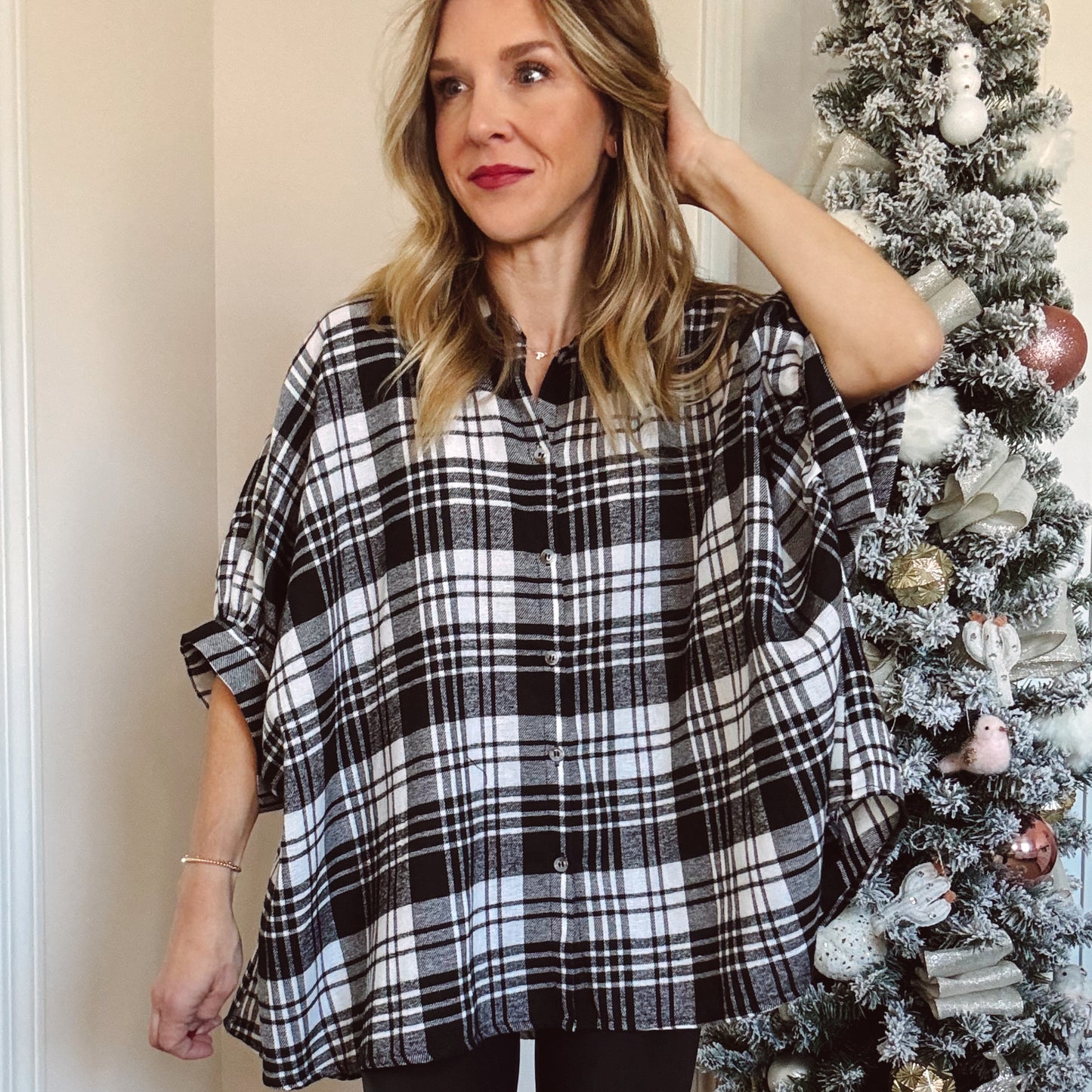 Black and White Plaid Oversized Shirt