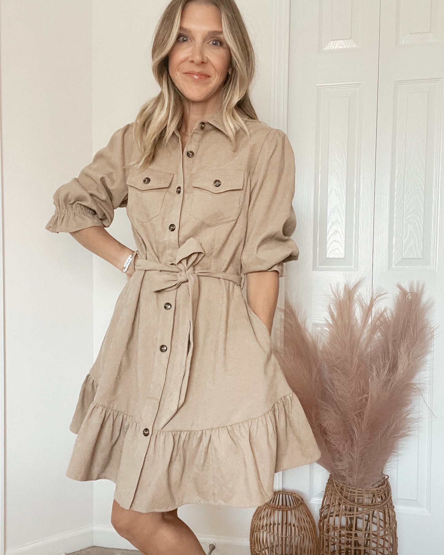 Corduroy Belted Dress