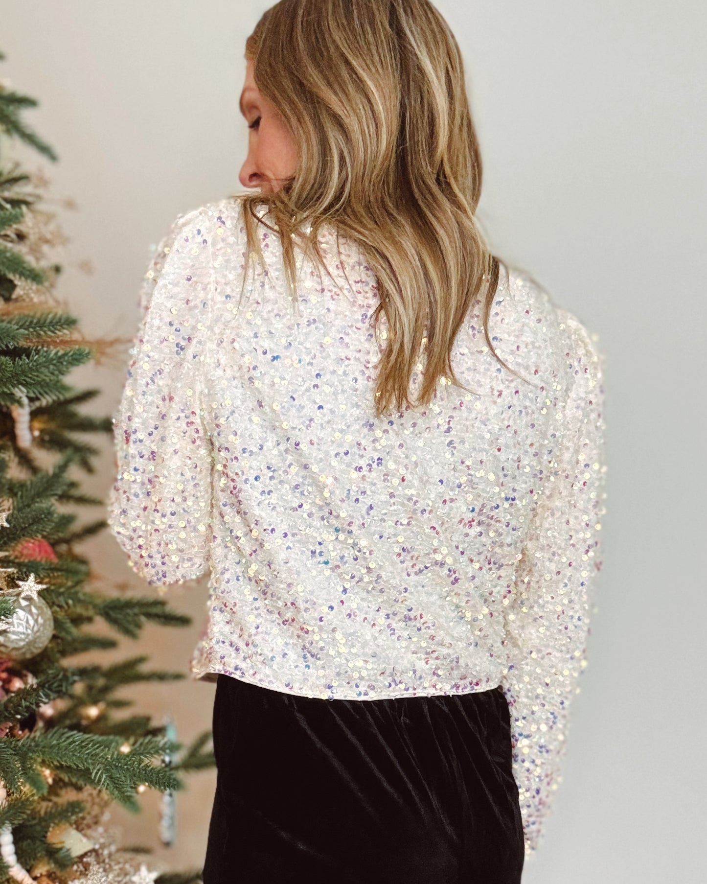 Sequin Bow Tie Cardigan