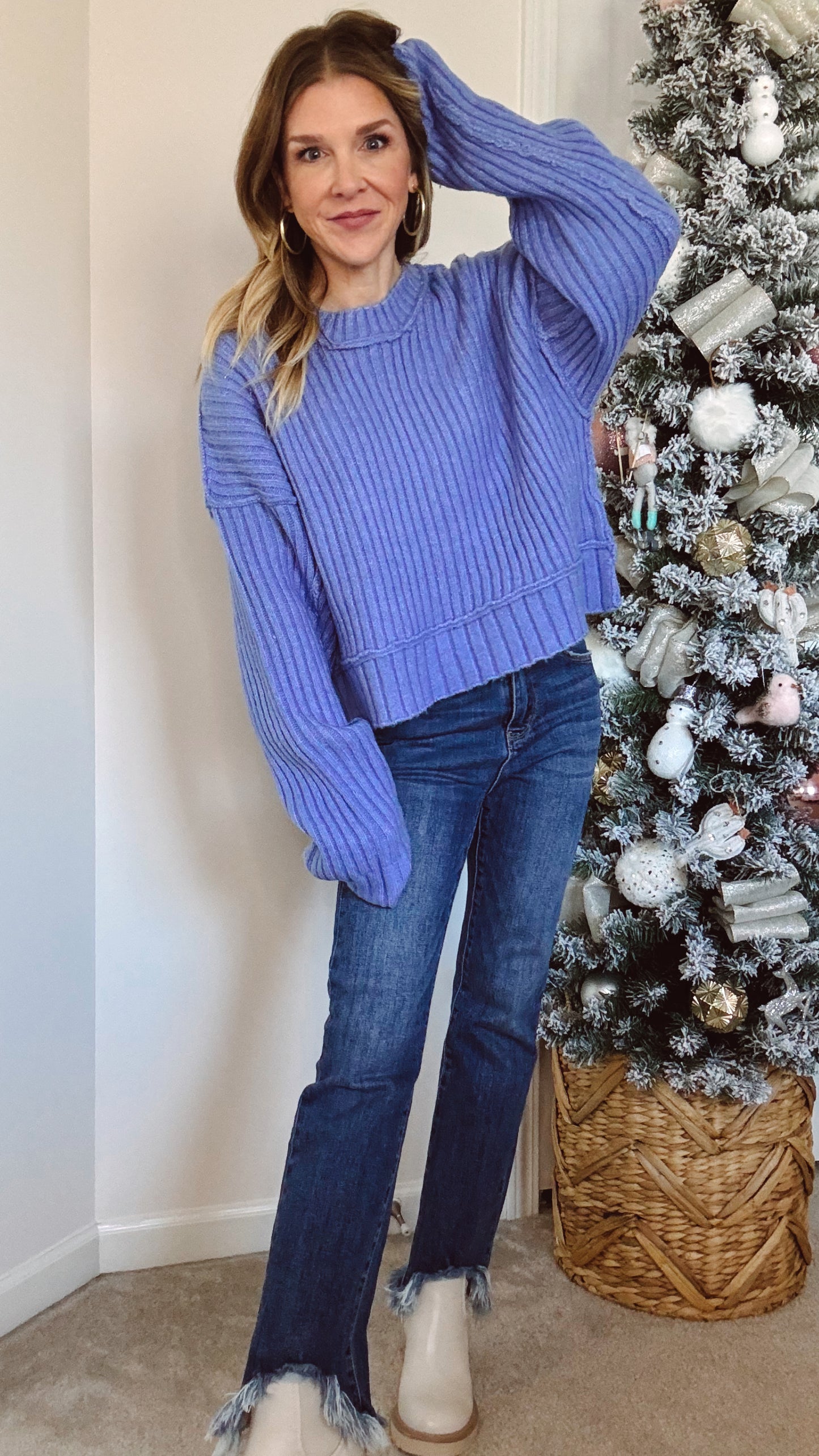 Boyfriend Knit Sweater - Blue