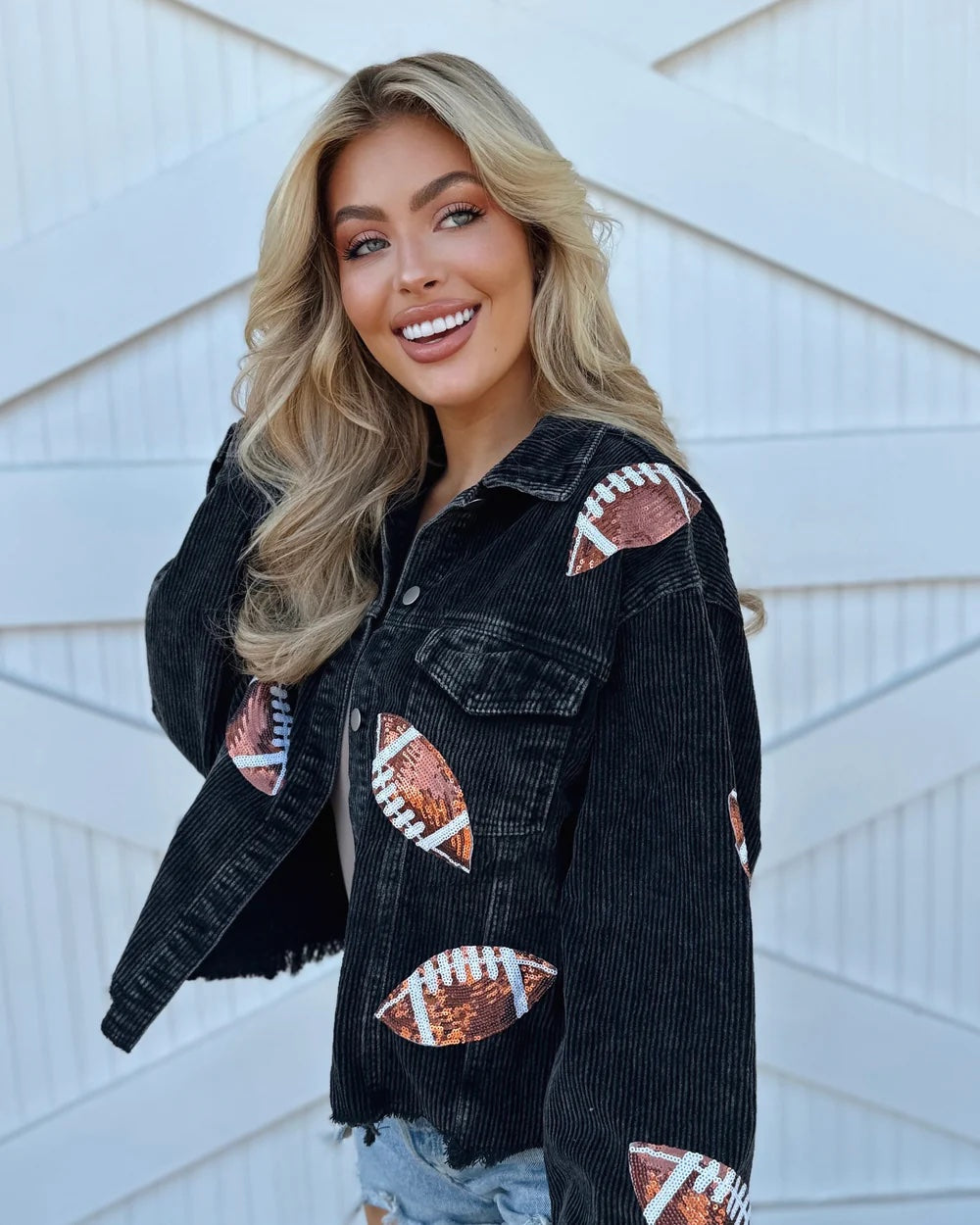 Gameday Sequin Football Shacket
