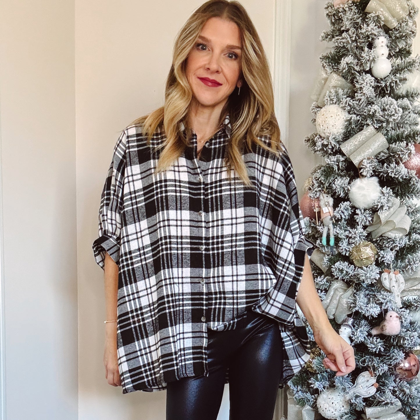 Black and White Plaid Oversized Shirt