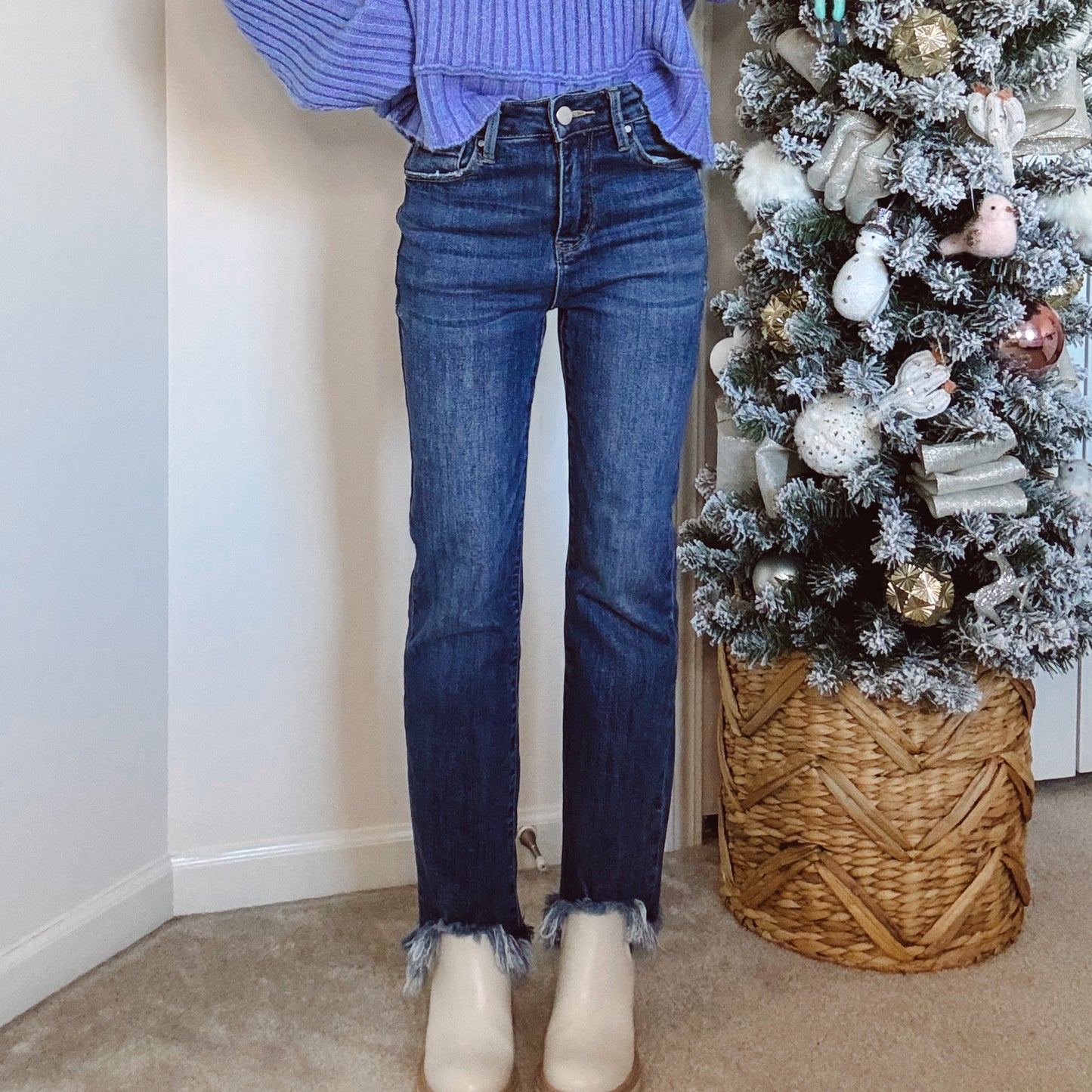 Risen Frayed Hem Bootcut Jeans