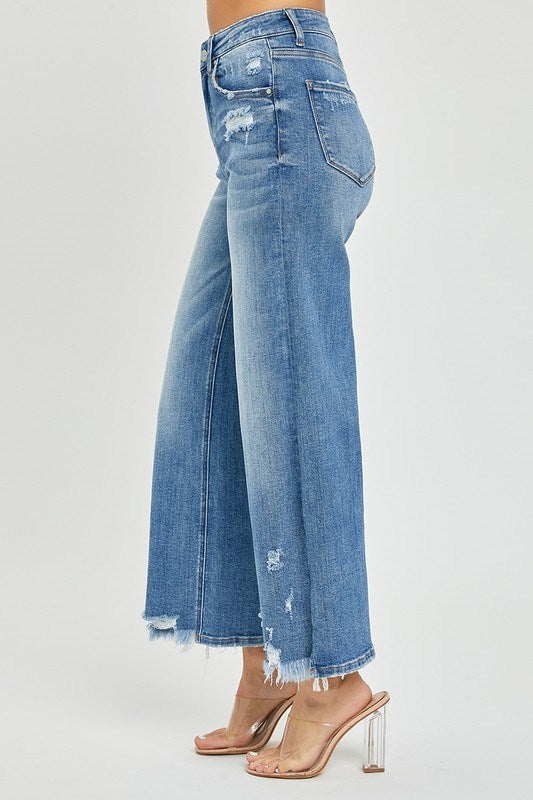 Risen Ankle Wide Leg Jeans