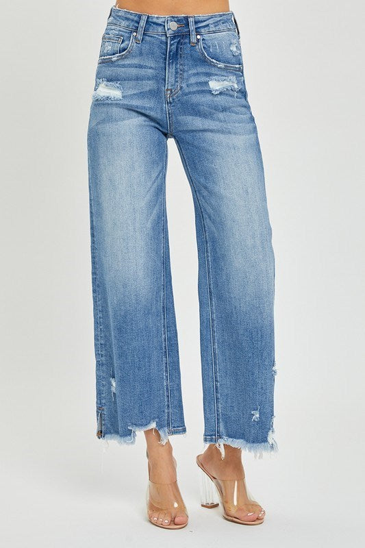 Risen Ankle Wide Leg Jeans