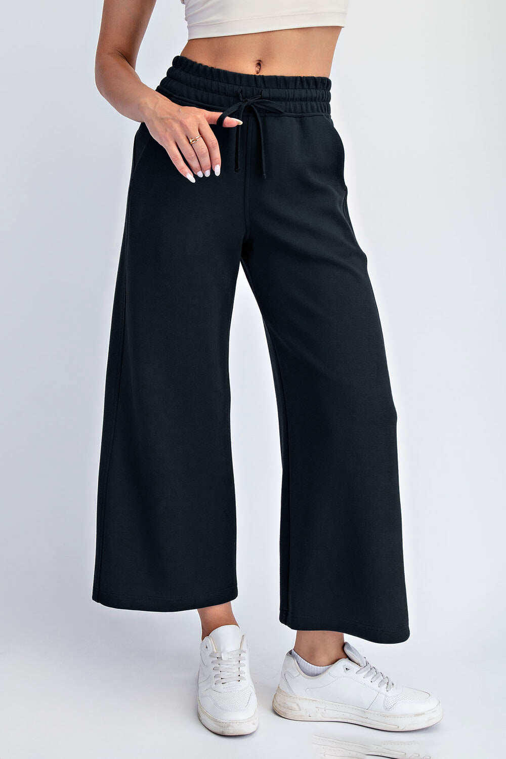 Modal Scuba Cropped Wide Leg Pant