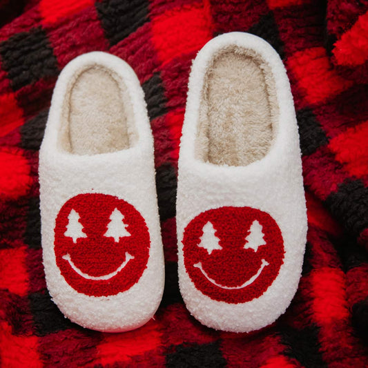 Holiday Smiley Face Slippers