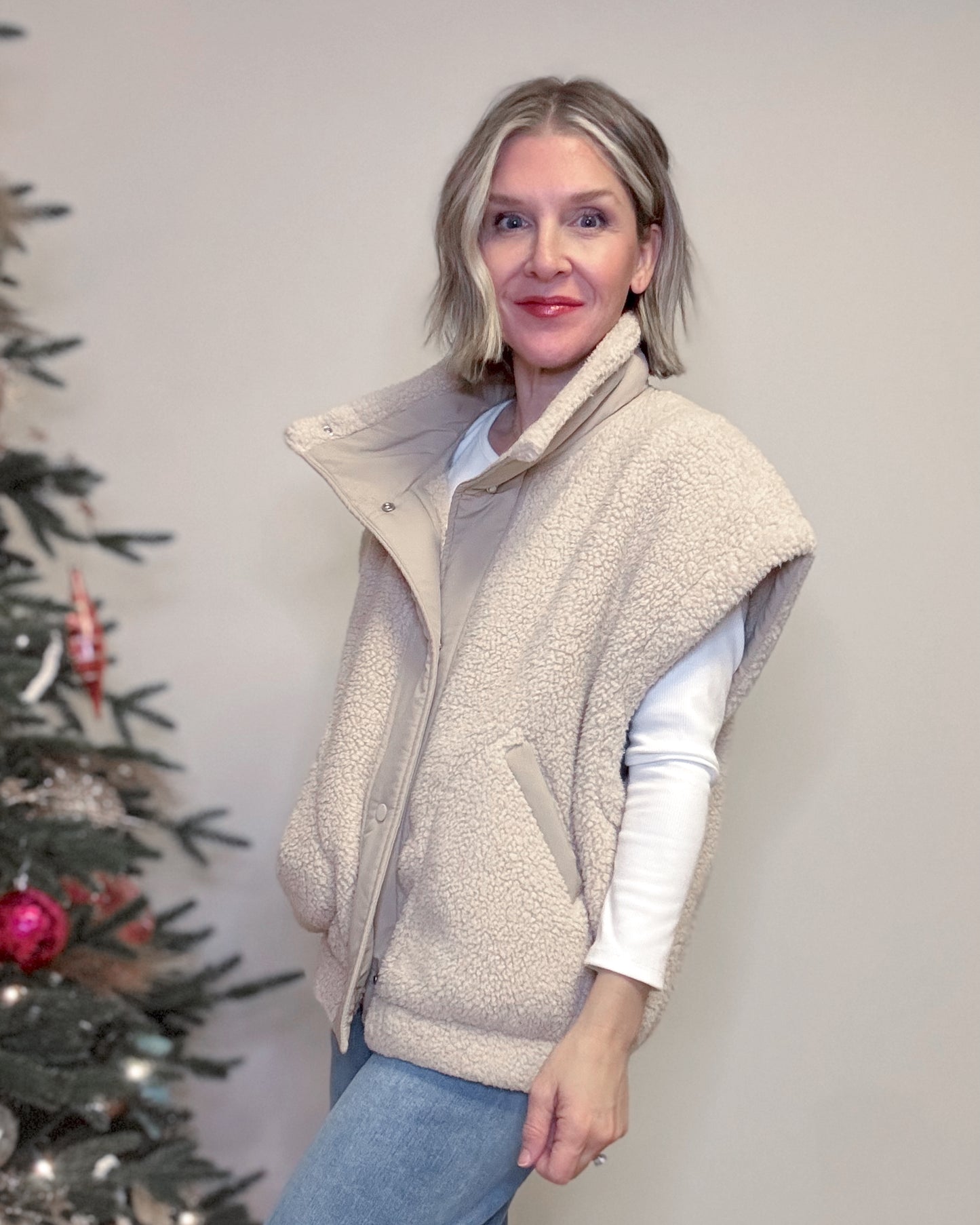 Oversized Micro Sherpa Vest