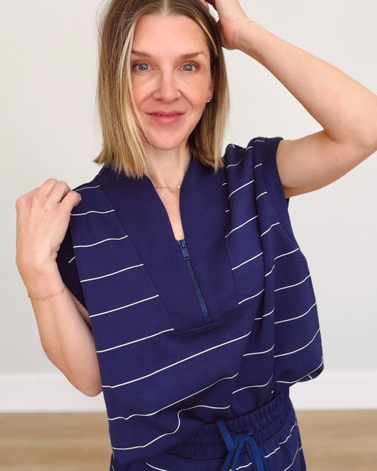 Modal Scuba Striped Sleeveless Top