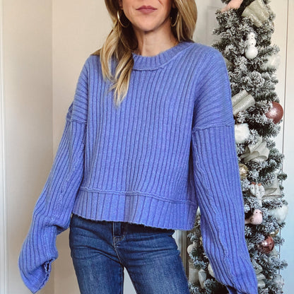 Boyfriend Knit Sweater - Blue