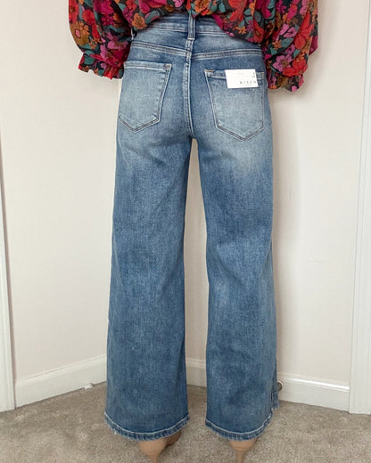 Risen Ankle Wide Leg Jeans