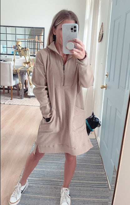 Half Zip Sweatshirt Dress