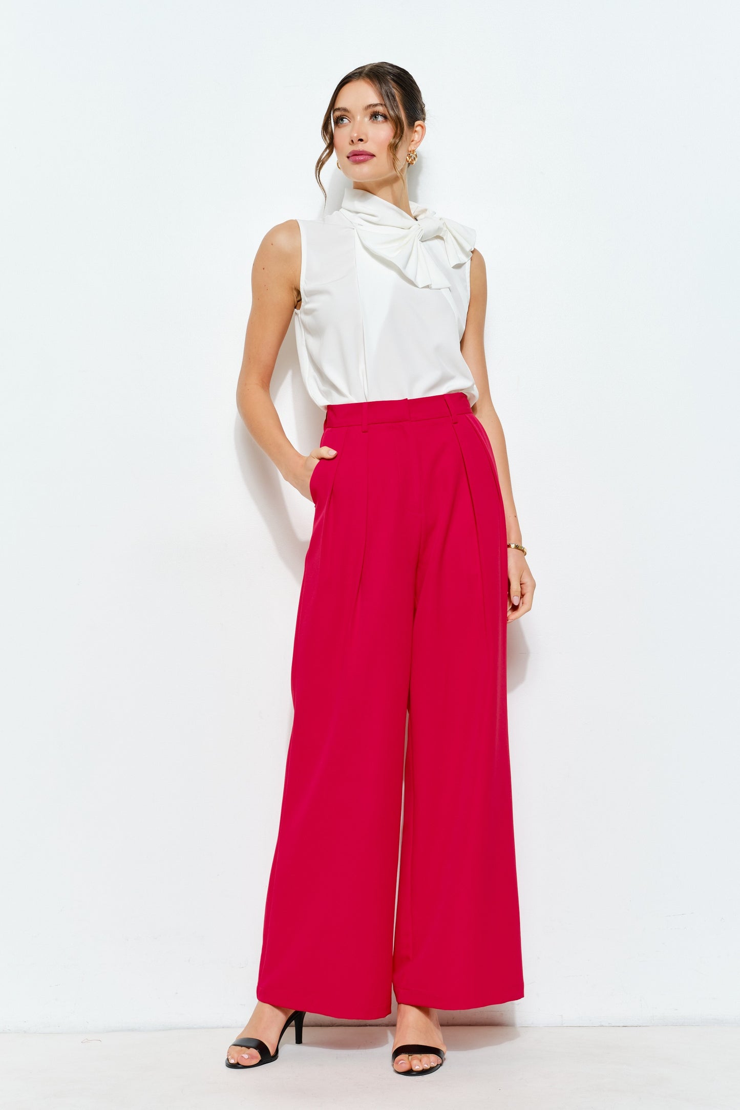 Holiday Red Wide-Leg Pants