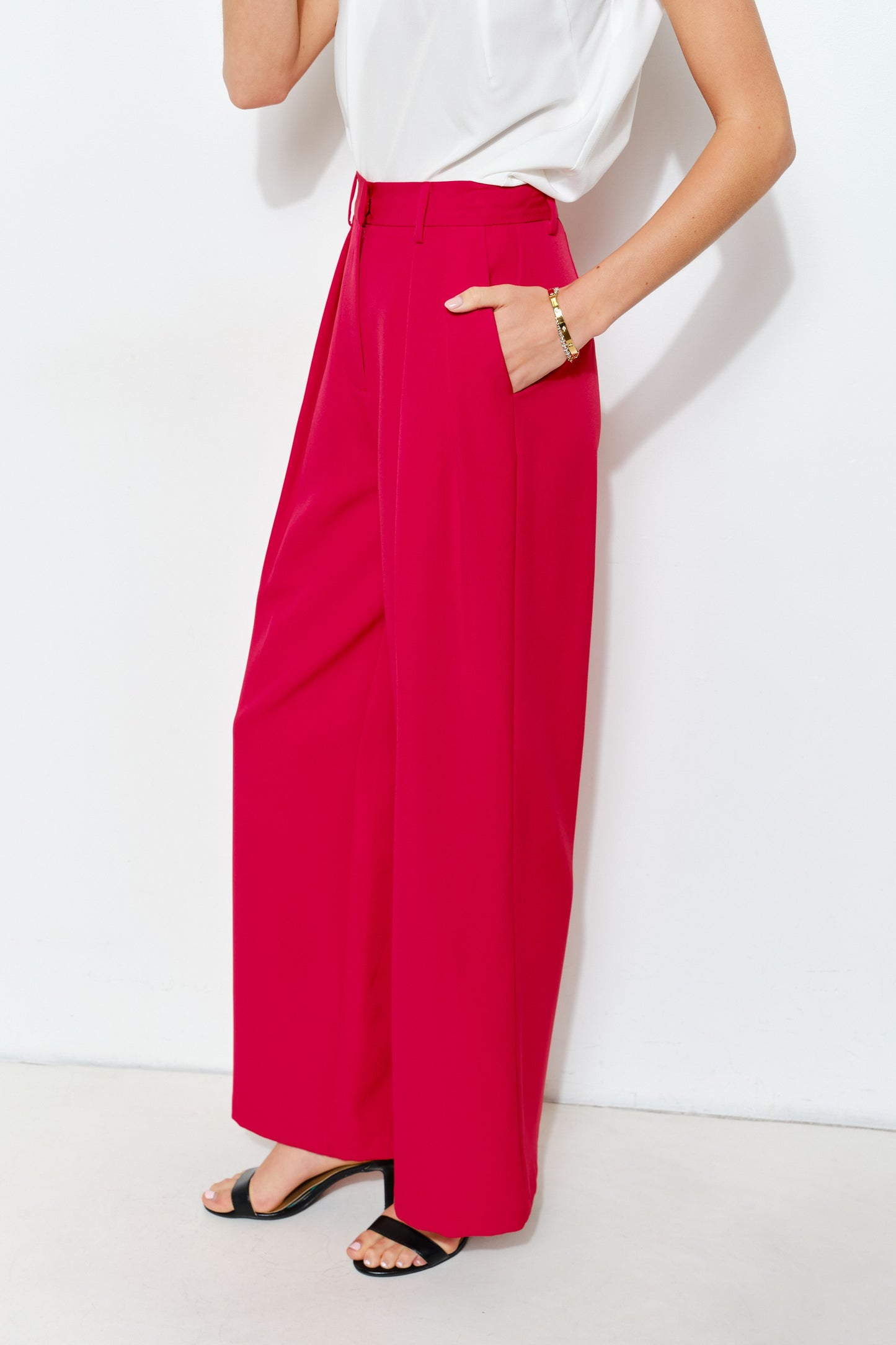 Holiday Red Wide-Leg Pants