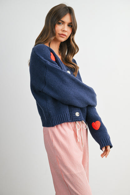 I Heart You Navy Cardigan