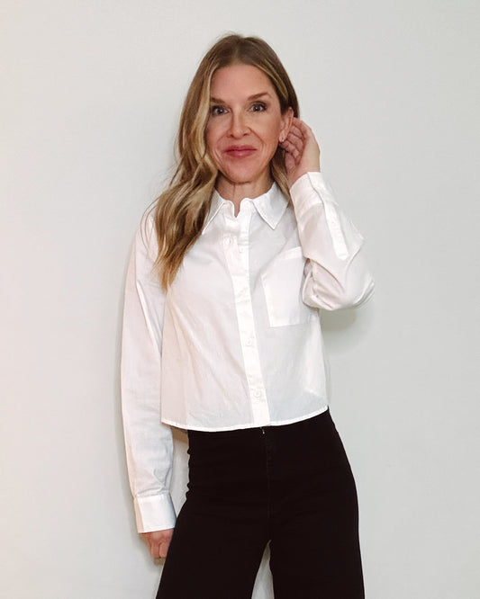 Cropped Button Down Poplin