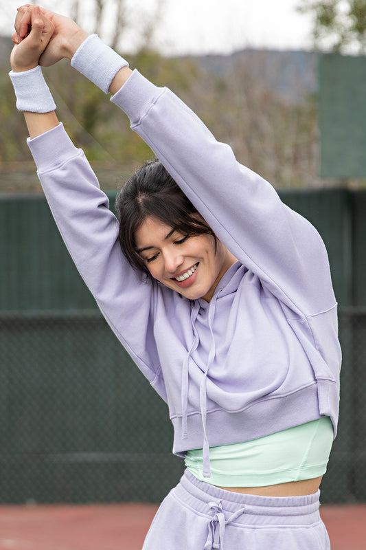 French Terry Cropped Hoodie - Lavender