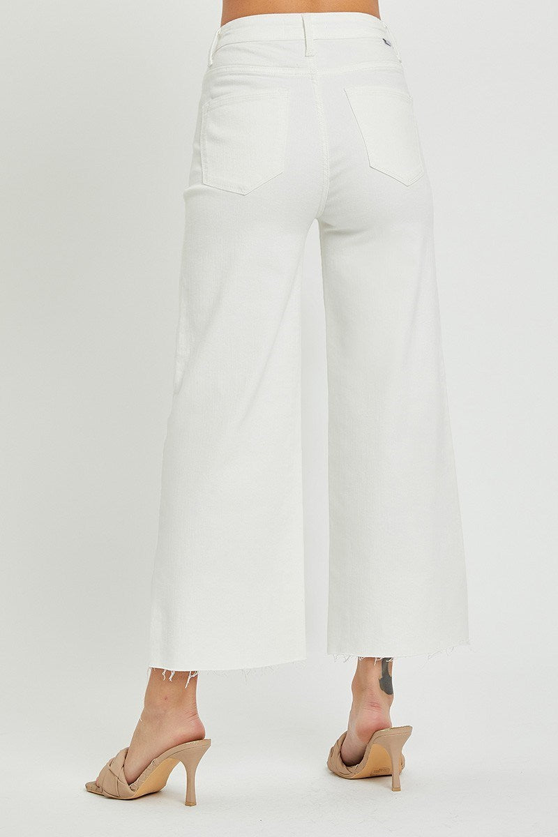 Risen High Rise Wide Leg Jeans - White