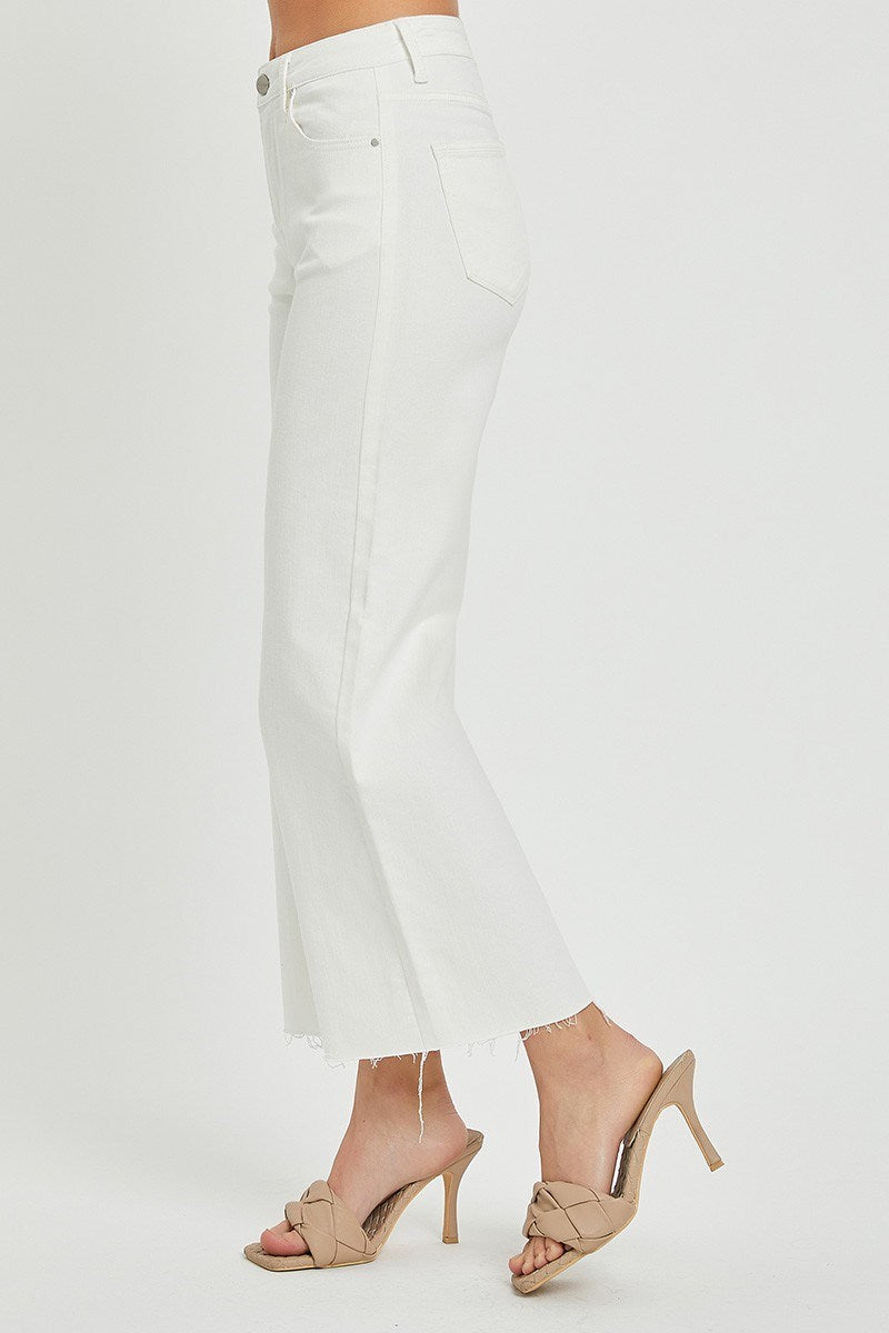 Risen High Rise Wide Leg Jeans - White