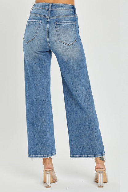 Risen Ankle Wide Leg Jeans