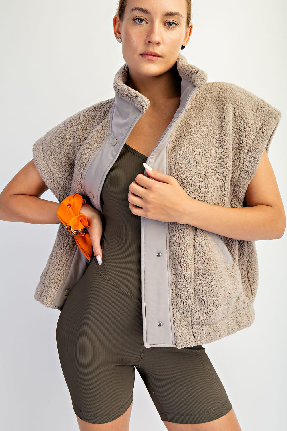 Oversized Micro Sherpa Vest