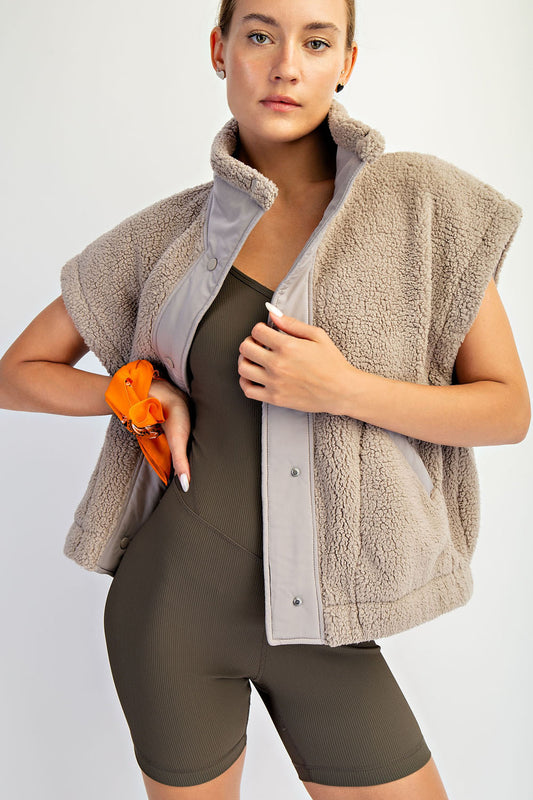 Oversized Micro Sherpa Vest