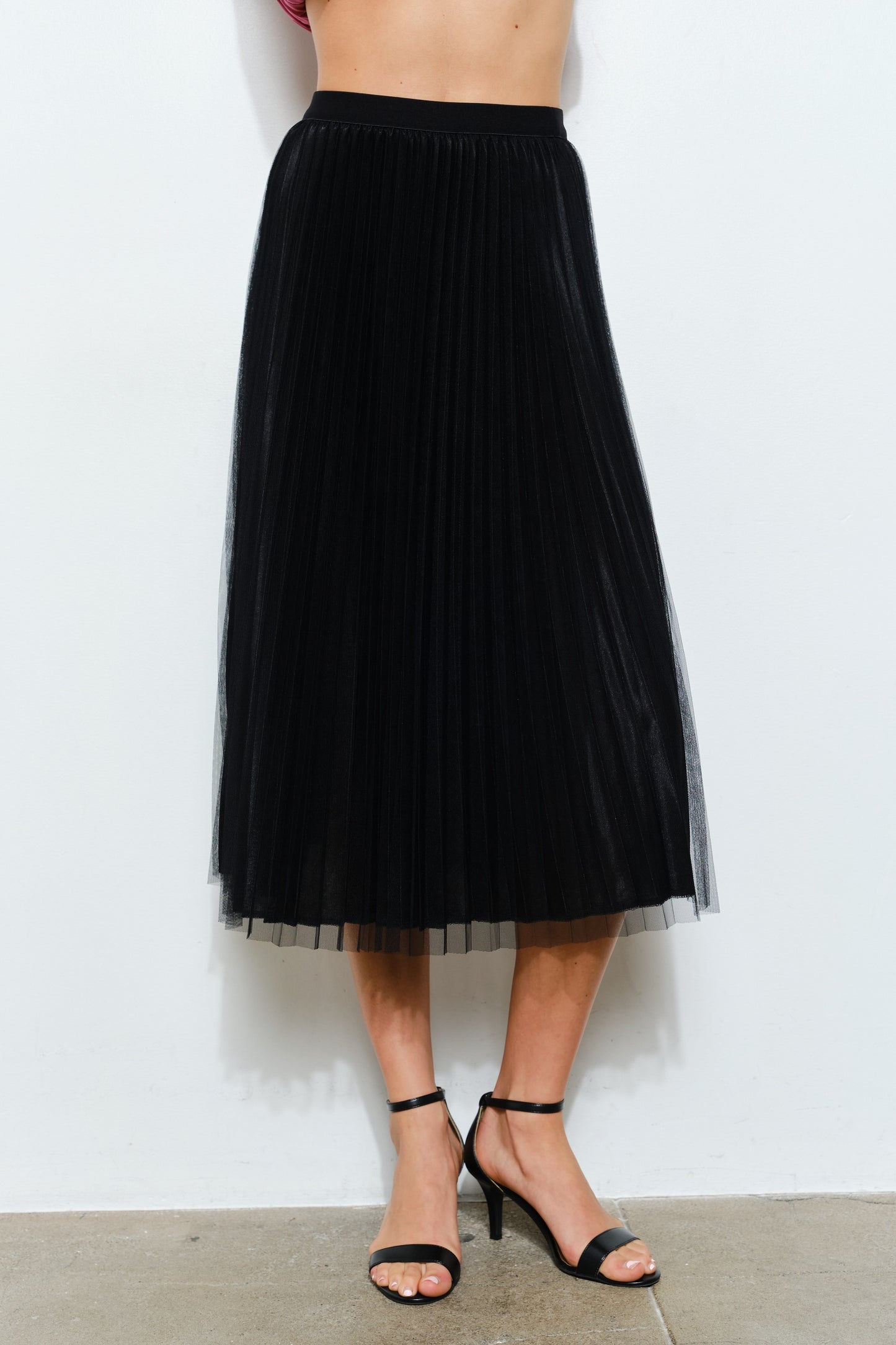 Shimmer Sheer Pleated Skirt