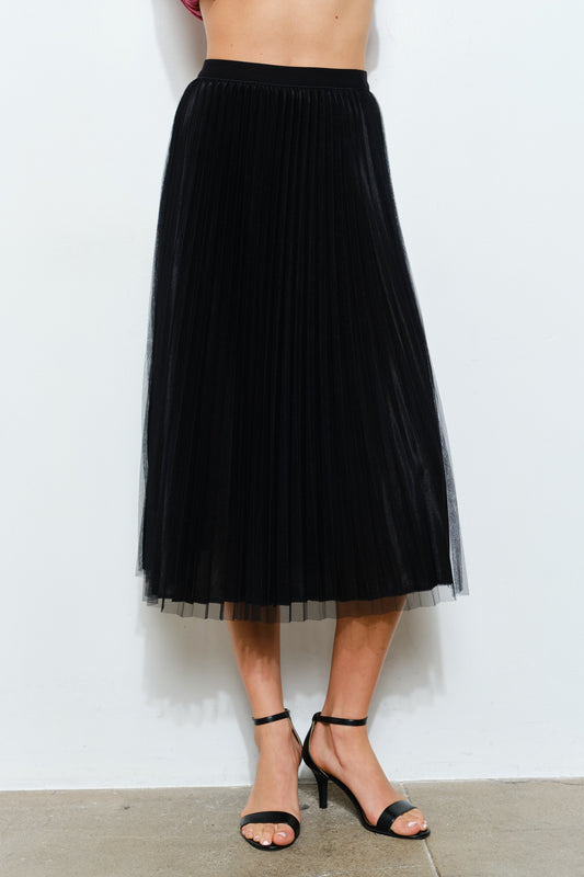 Shimmer Sheer Pleated Skirt