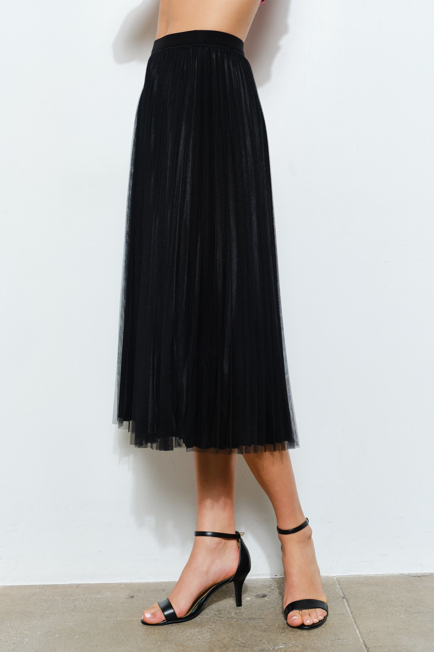 Shimmer Sheer Pleated Skirt