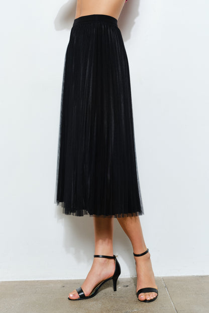 Shimmer Sheer Pleated Skirt