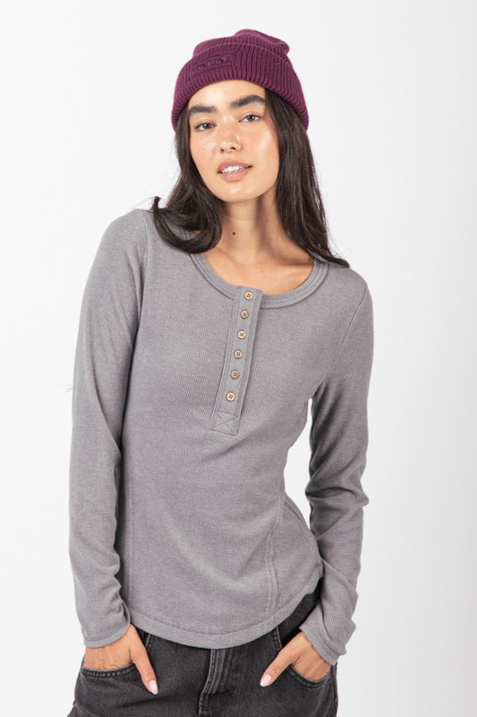 Soft Brushed Henley - Charcoal