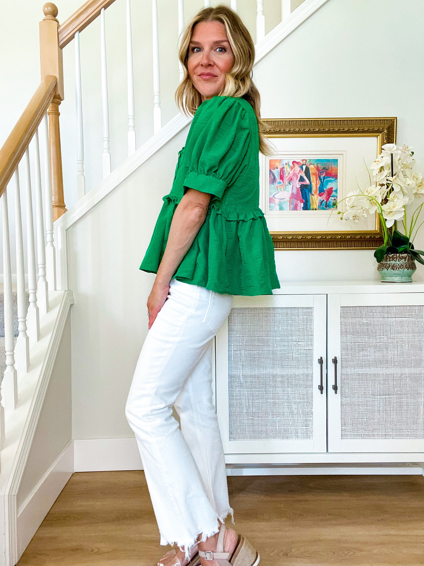 Green Goddess Puff Sleeve Top