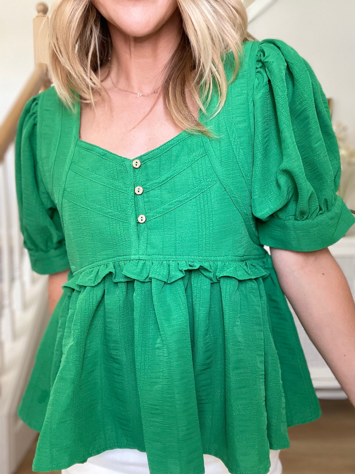 Green Goddess Puff Sleeve Top