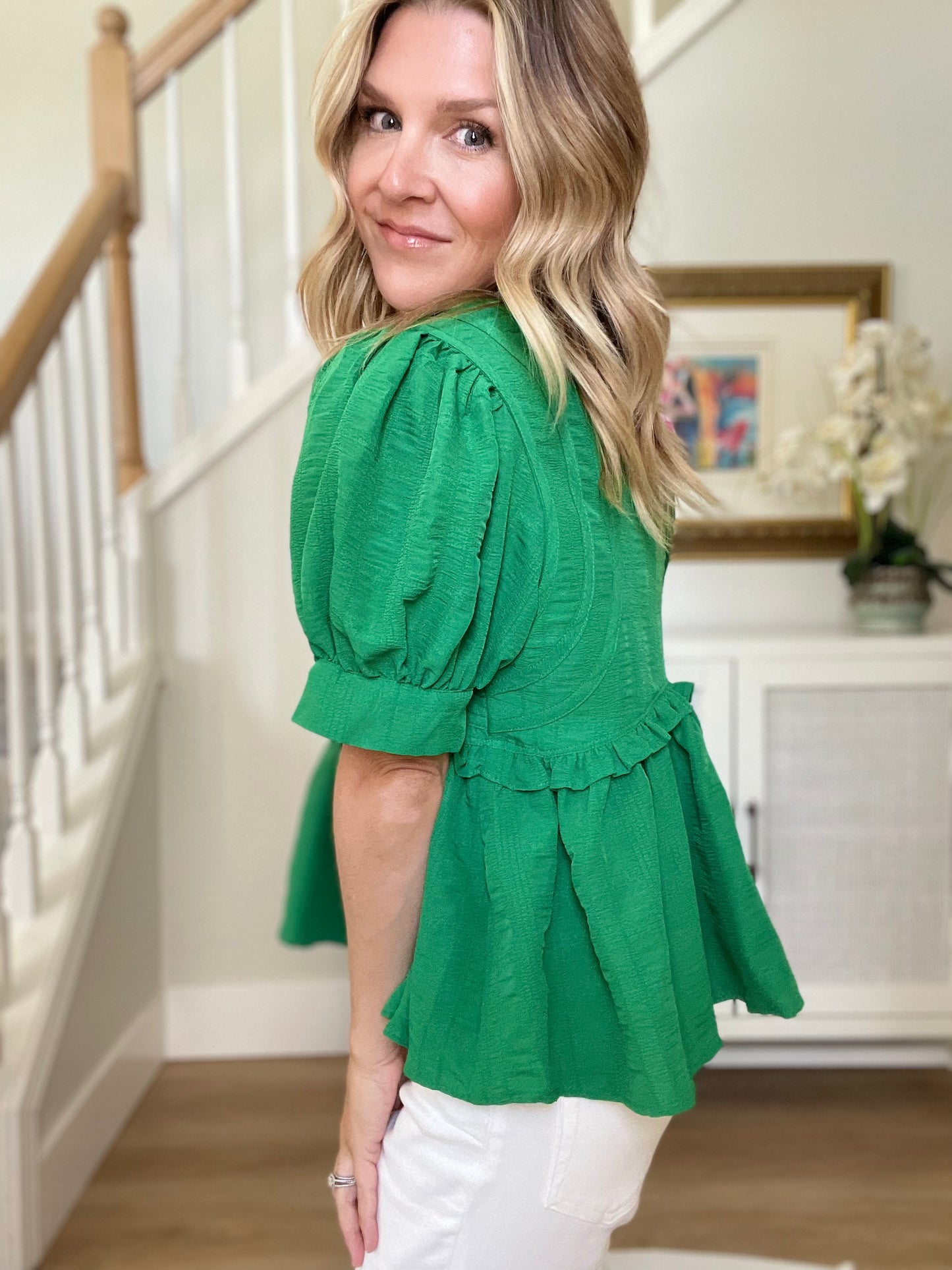 Green Goddess Puff Sleeve Top