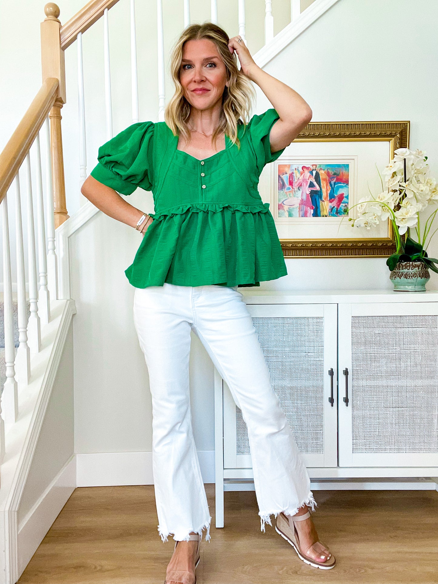 Green Goddess Puff Sleeve Top