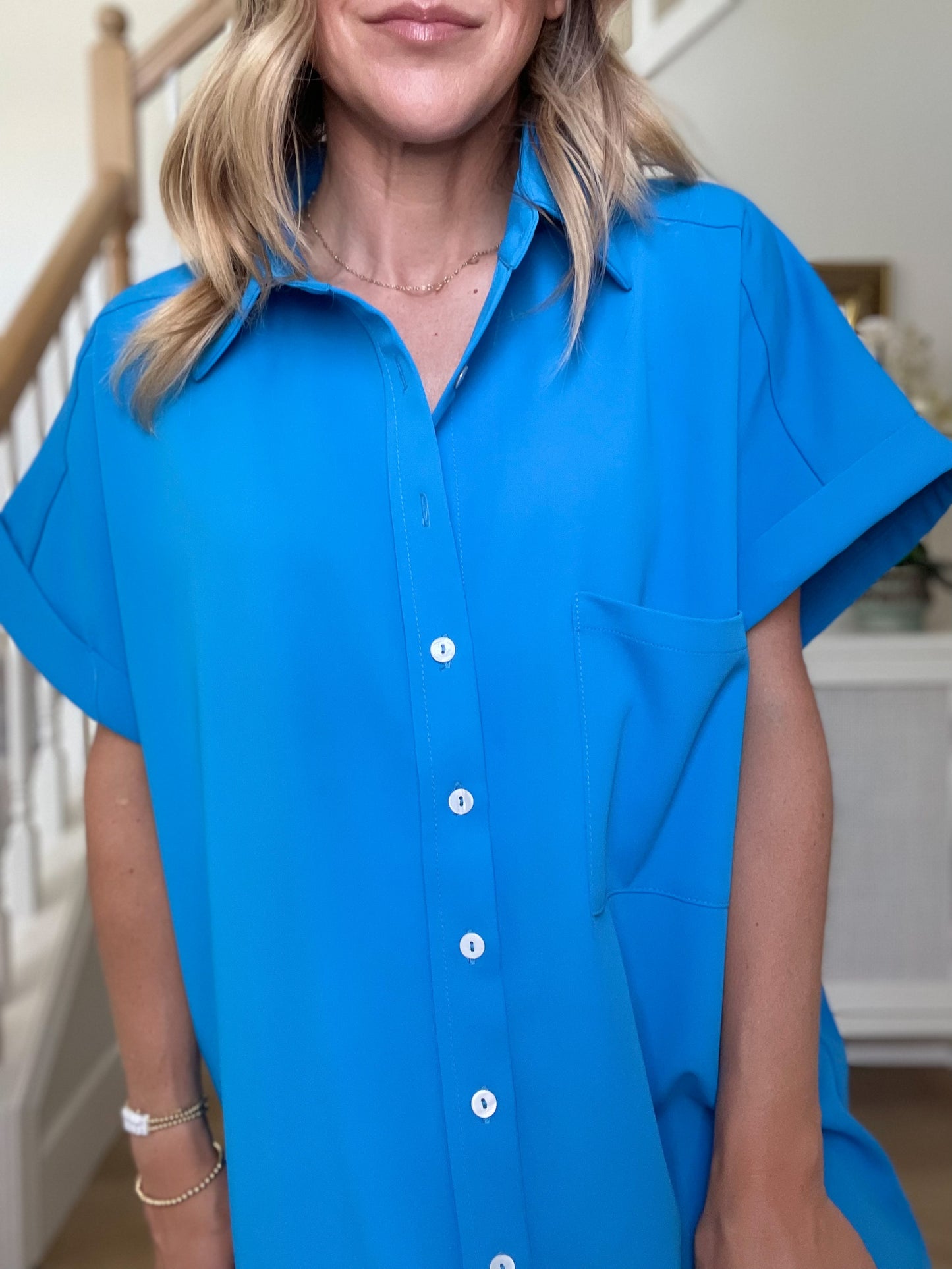 Cool Girl Shirt Dress - Blue