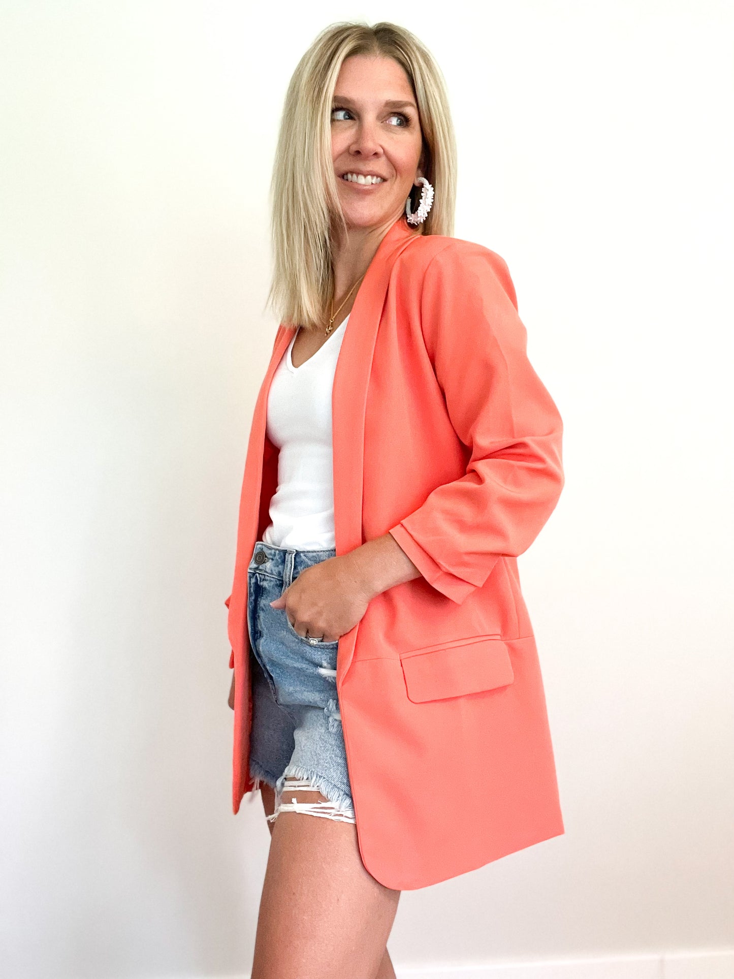 Boss Lady Boyfriend Blazer - Coral