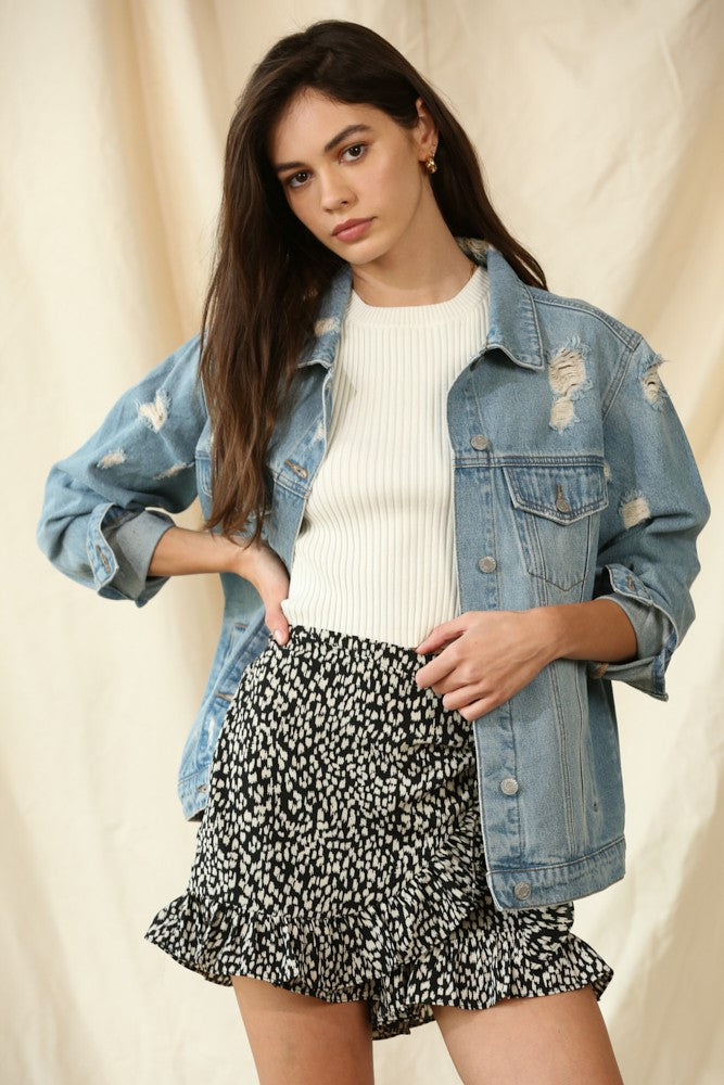 Wanna Have Fun Oversized Denim Jacket