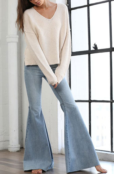 Peace Out Flare Bell Bottom Light Denim Jeans